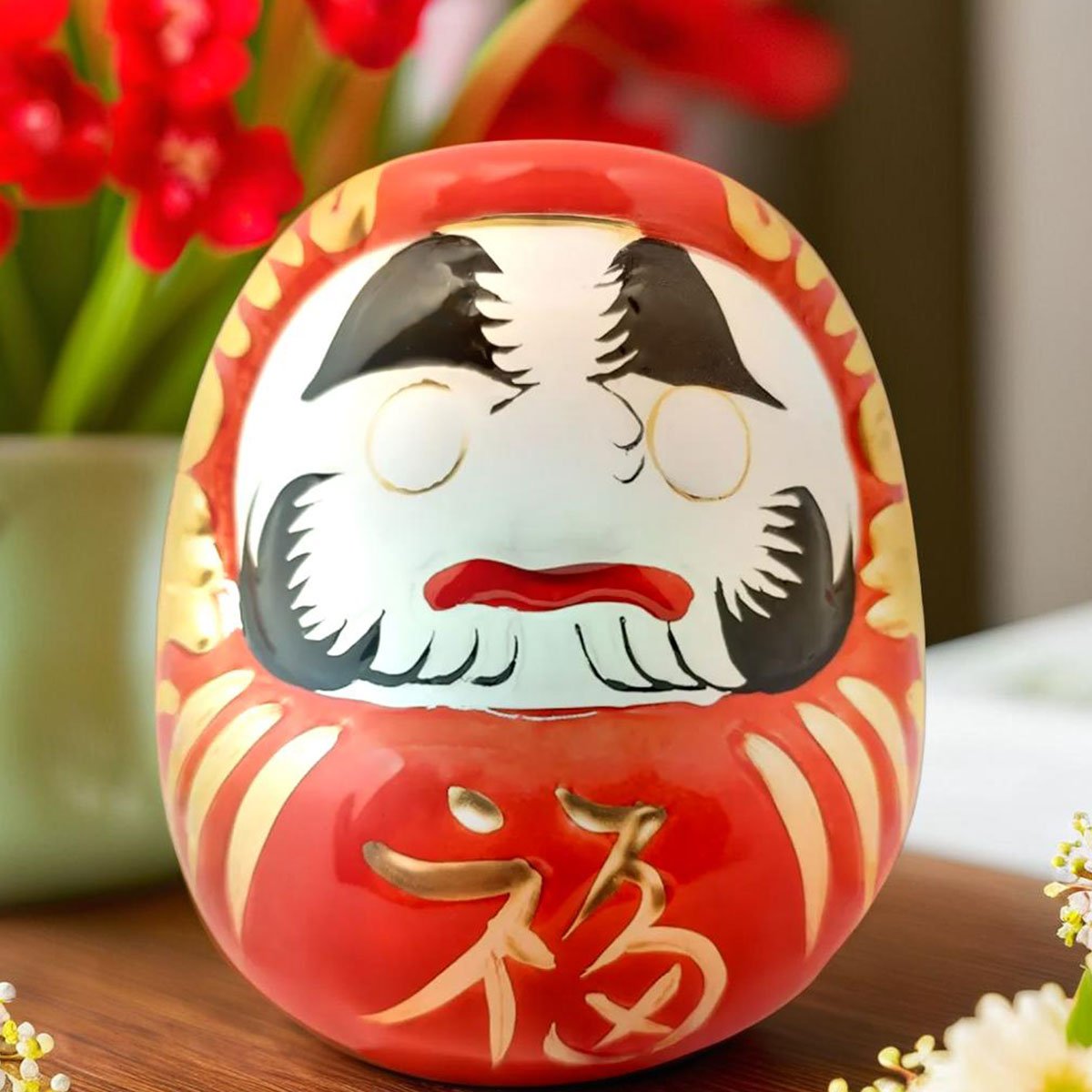 Enfeite Decorativo Daruma Boneco Sorte Paz Prosperidade Fortuna Zen Decoração Casa - Vermelho - 8