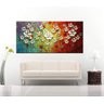 Quadro Pintura Tela Arvores e Flores Modernas Em Altos Relevos 2062: 50cm (A) x 100cm (L) - 3