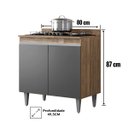 Ver imagem 7 de Balcao Cooktop 4 ou 5 Bocas Cozinha 2 Portas Freijó Cinza
