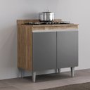Ver imagem 2 de Balcao Cooktop 4 ou 5 Bocas Cozinha 2 Portas Freijó Cinza