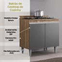 Ver imagem 4 de Balcao Cooktop 4 ou 5 Bocas Cozinha 2 Portas Freijó Cinza