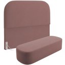 Ver imagem 1 de Cabeceira Cama Box Casal 140cm Lanna com Puff Recamier Doha W01 Suede Rosê - Lyam Decor