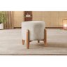 Puff Redondo para Sala Pé de Madeira Linho Nude 100 - 2