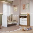 Ver imagem 3 de Quarto Infantil Completo Cômoda 3 Gavetas e Berço Branco/mel