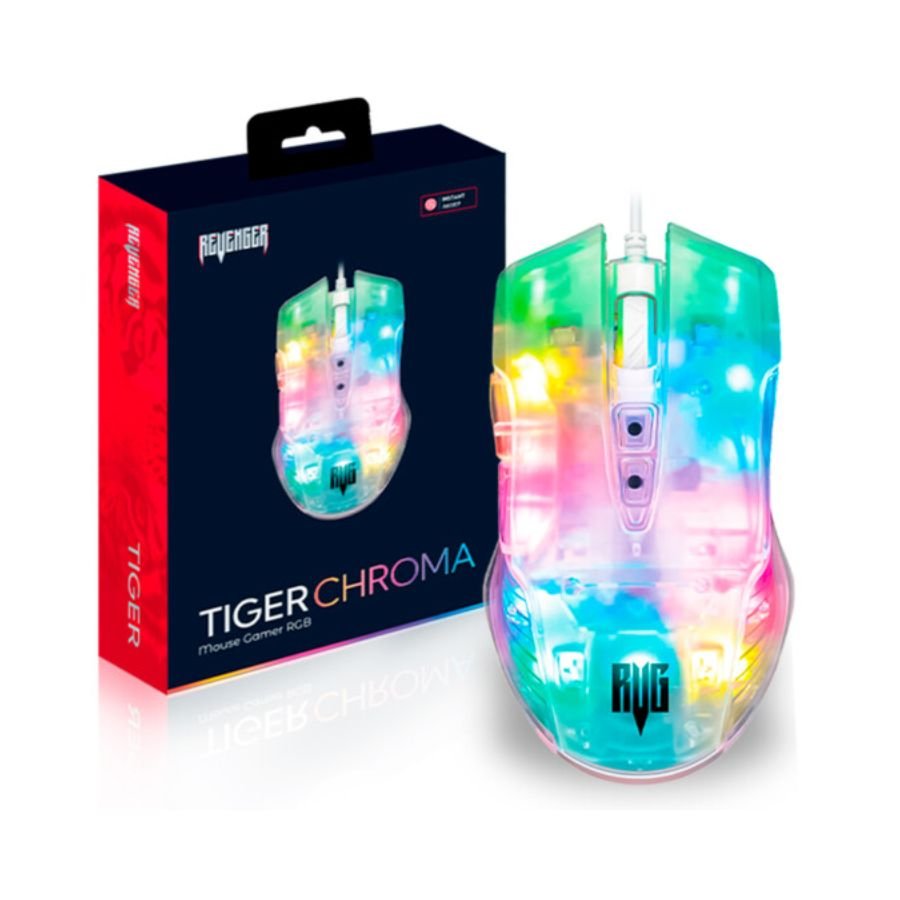 Mouse Gamer Transparente 3600 Dpi Led Rgb Revenger - Mo-tgr003 - 2