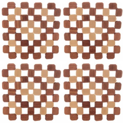 Jogo 4 Descansos Porta Panela Quente Bambu 16cm Lyor Suporte Base Apoio Travessas