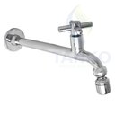 Ver imagem 3 de Torneira Tanque Reta Metal Bico Móvel Parede 18cm 1/4v C31