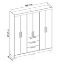 Ver imagem 5 de Guarda Roupa Casal 6 Portas 3 Gavetas Freijó Nt6030 Notável Móveis
