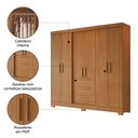 Ver imagem 4 de Guarda Roupa Casal 6 Portas 3 Gavetas Freijó Nt6030 Notável Móveis