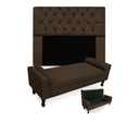 Ver imagem 1 de Conjunto Cabeceira Mirage com Recamier Baú Fenix Queen 160 cm Suede Marrom