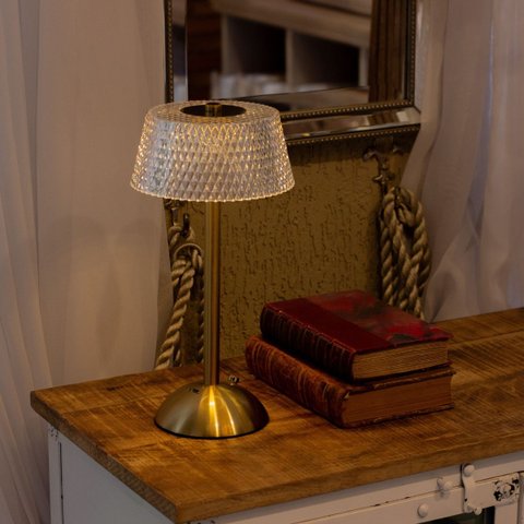 Luminária Touch Moderna LED Dourada Abajur Mesa Recarregável