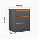 Ver imagem 2 de Mesa Cabeceira 3 Gavetas Puxador Cava 45 cm 100% MDF Cor:Cinza com Peroba