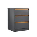 Ver imagem 3 de Mesa Cabeceira 3 Gavetas Puxador Cava 45 cm 100% MDF Cor:Cinza com Peroba