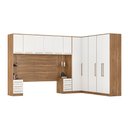 Ver imagem 1 de Quarto Modulado de Casal Ponte Armário Aéreo 11 Portas e 9 Gavetas Tóquio Amêndola/branco - Bela Móv