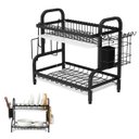 Ver imagem 1 de Escorredor de Pratos Louça Cozinha 2 Andares Gancho Talheres Utensilios Organizaçao Bancada Pia Rack