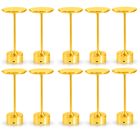 Kit 10x Luminária de Mesa Touch Candeeiro Led sem Fio Recarregável Grande - Dourado