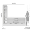 Ver imagem 3 de Cozinha 3 Peças com Rodapé e Tampo com Cristaleira com LED Pérola Yescasa