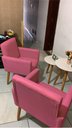 Ver imagem 5 de Poltrona para Quarto Infantil Tecido Suede Resistente Espaço Pequeno Pés de Madeira Estudo