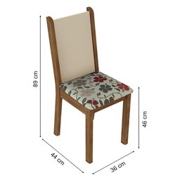 Conjunto Sala de Jantar Madesa Miriam Mesa Tampo de Madeira com 6 Cadeiras - Rustic/crema/hibiscos - 3