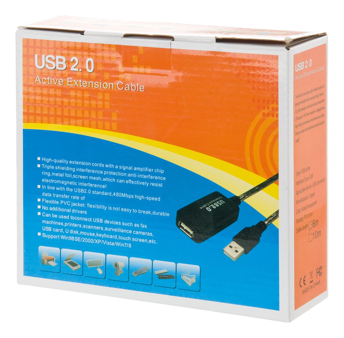 Cabo Extensor Usb 2.0 Macho/femea C/ Repetidor de Sinal 20m - 2