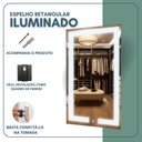 Ver imagem 6 de Espelho Retangular 70cm X 50cm Iluminado Touch Screen Led 3 Cores