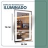 Espelho Retangular 70cm X 50cm Iluminado Touch Screen Led 3 Cores - 2