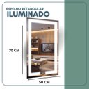 Ver imagem 2 de Espelho Retangular 70cm X 50cm Iluminado Touch Screen Led 3 Cores