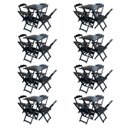 Ver imagem 1 de Kit 8 Conjuntos de Mesa com 4 Cadeiras de Madeira Dobrável 70x70 Preto