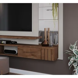 Painel para TVs até 65 Polegadas com Espelho 2 Portas Chorme Espresso Móveis - 4