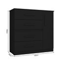 Ver imagem 3 de Cômoda Victoria 4 Gavetas 1 Porta - Preto Fosco