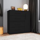 Ver imagem 1 de Cômoda Victoria 4 Gavetas 1 Porta - Preto Fosco