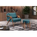 Ver imagem 2 de Poltrona Mona Luxo Madeira Maciça Tecido Linho Azul