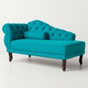 Ver imagem 2 de Chaise Recamier 150 Cmem Veludo Pés Luis Xv Capitonê de Luxo