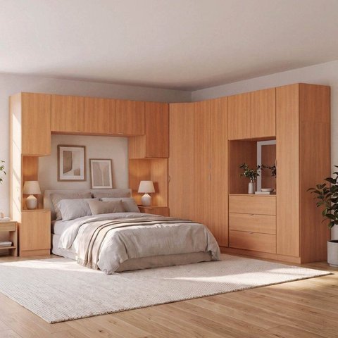 Guarda Roupa Modulado 13 Portas 3 Gavetas 8 Peças Hera CabeCasa MadeiraOriginals Louro