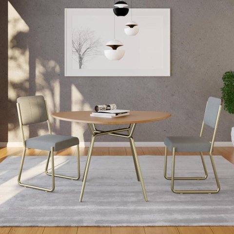 Mesa de Jantar Orgânica Soho 120cm Acácia Mel - Est.Champ