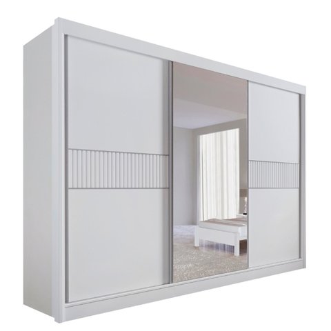 Guarda-roupa Casal Mdf com Espelho 3 Portas 6 Gavetas Miami Ripado