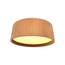 Lustre Plafon Madeira Ripado Redondo 30 Cm para Sala de Estar Sala de Jantar Cor Freijó - 1
