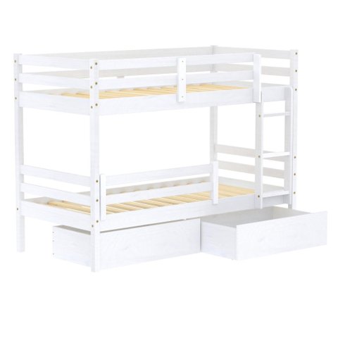 Beliche Infantil Slim com 02 Gavetas e Grade de Proteção Madeira Maciça Branco Housin