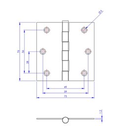 Kit 12 Dobradiça Zincada Porta /janela Pino Solto Real 3x3" - 2