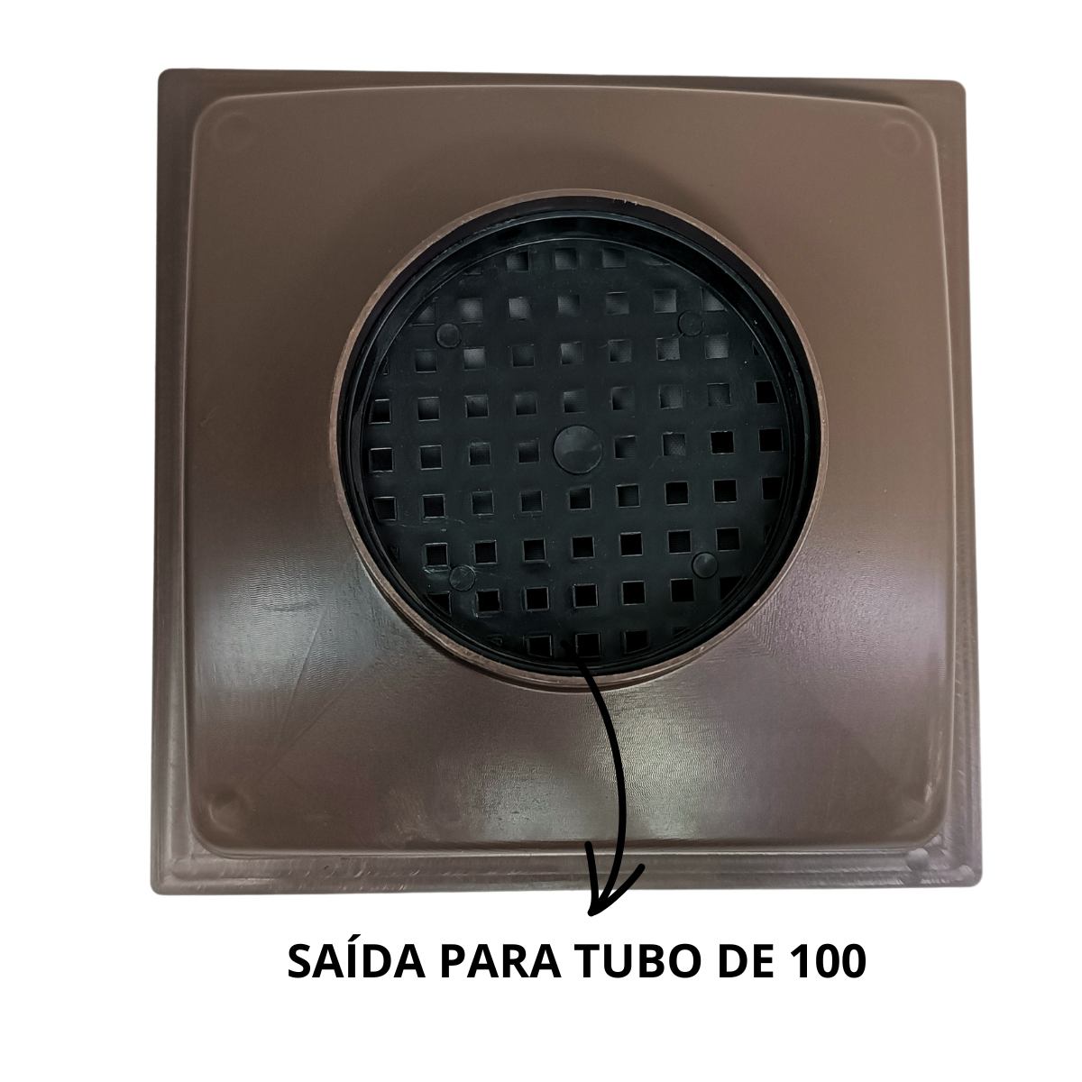 Ralo Quintal 20x20 Inox Espelhado Coletor Marrom Saída 100mm - 4