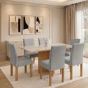 Ver imagem 1 de Conjunto de Mesa de Jantar 6 Lugares 160x80cm com Cadeiras Carol Cinamomo e Cinza
