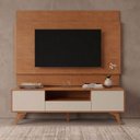 Ver imagem 1 de Rack com Painel para TV até 65 Polegadas 185cm x 187cm 100% MDF e Pés em Madeira Maciça Ares