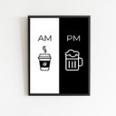 Ver imagem 1 de Quadro Decorativo Café e Cerveja- Am Pm 45x34cm - com Vidro:madeira Preta