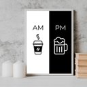 Ver imagem 2 de Quadro Decorativo Café e Cerveja- Am Pm 45x34cm - com Vidro:madeira Preta