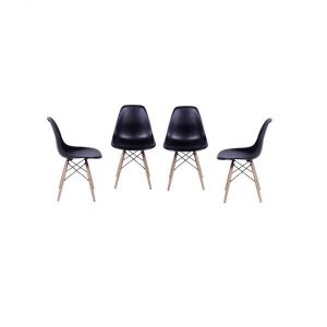 Kit 4 Cadeiras Eames Dkr Base Madeira 