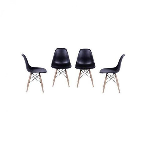 Kit 4 Cadeiras Eames Dkr Base Madeira com Assento em Polipropileno Yescasa Cinza