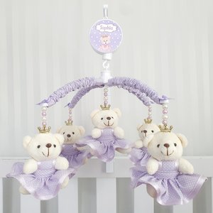 MOBILE PARA BERÇO MUSICAL GIRATÓRIO PRINCESA LILÁS