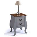 Ver imagem 1 de Mesa de Cabeceira Bombê Antique 2 Gavetas Laca Cinza