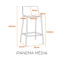 Ver imagem 3 de Kit com 2 Banquetas Ipanema Médiapara Cozinha em Polipropileno e Base em Aço Pintado - Azul