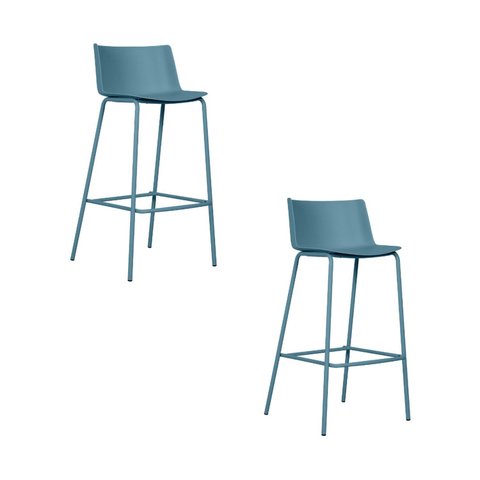 Kit com 2 Banquetas Ipanema Médiapara Cozinha em Polipropileno e Base em Aço Pintado - Azul